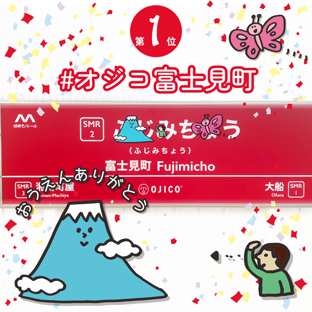 湘南モノレール×OJICOコラボ駅名板総選挙・第一位は富士見町！