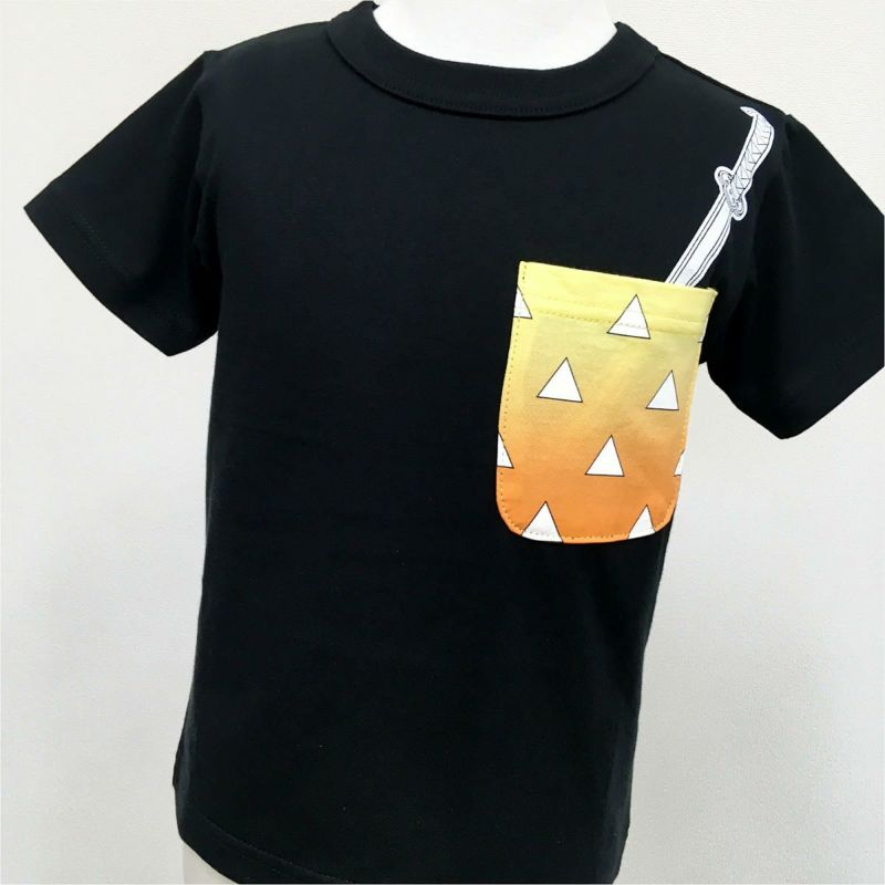 鬼滅の刃 Ojico Tシャツ 我妻善逸 ポケット 4aサイズ カラー ブラック Tシャツのojico