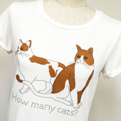 半袖ストレッチカットソー How Many Cats ハウ メニー キャッツ 4aサイズ カラー オフホワイト Tシャツのojico