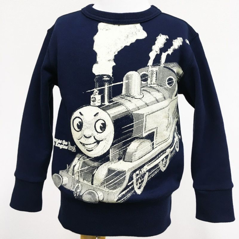 きかんしゃトーマス Ojico トーマスの絵本原画スウェット 10aサイズ カラー ネイビー Tシャツのojico