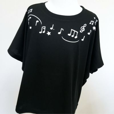 ドルマンスリーブカットソー 音符 Onpu 6aサイズ カラー ブラック Tシャツのojico