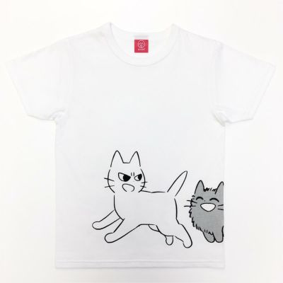 半袖tシャツ しかるねこ Ojico Tシャツ つながる３びき 4aサイズ カラー ホワイト Tシャツのojico