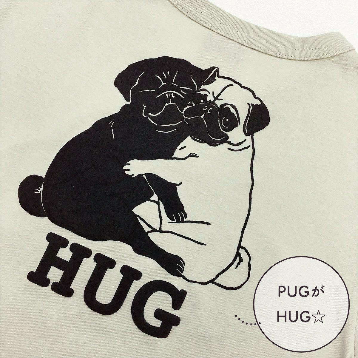 半袖Tシャツ「PUG」のバック柄アップ。PUGがHUG!