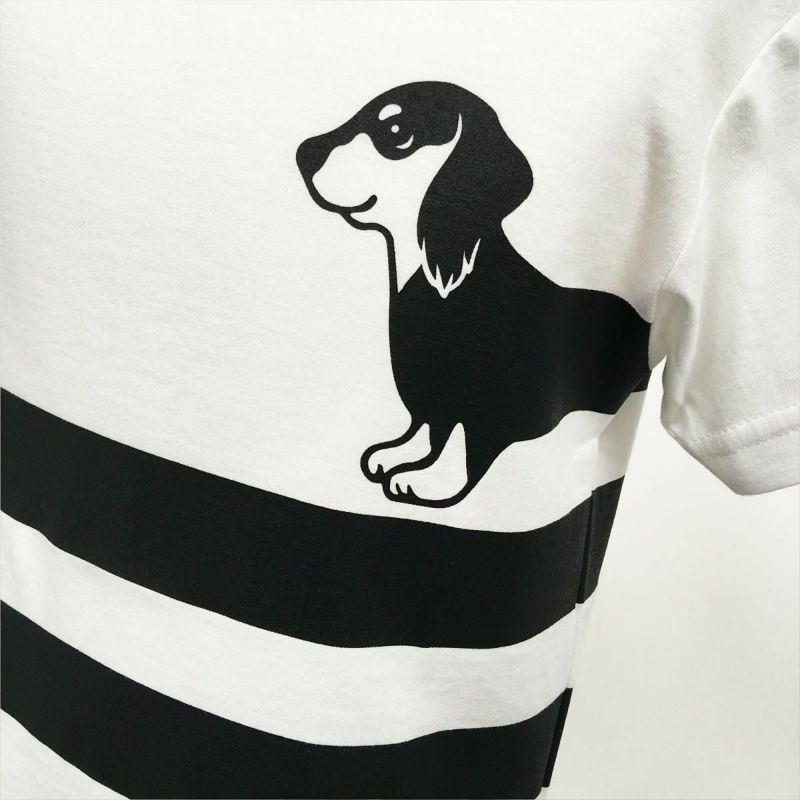 DOG柄ワンポイントTシャツ&ロングパンツ　ダックス 半袖Tシャツ「BOR-DACHSHUND」（ボーダーックスフント） | T