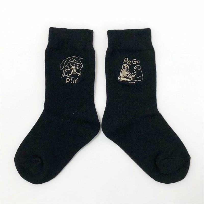 刺繍リブソックス「パグ2」 | TシャツのOJICO