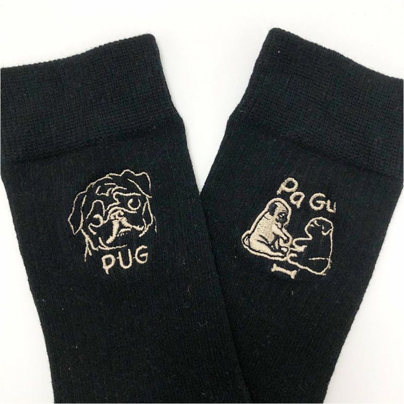 刺繍リブソックス「パグ2」 | TシャツのOJICO