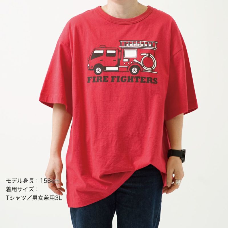 半袖Tシャツ「FIRE FIGHTERS2」（ファイヤーファイターズ２）大人サイズ着用画像・前