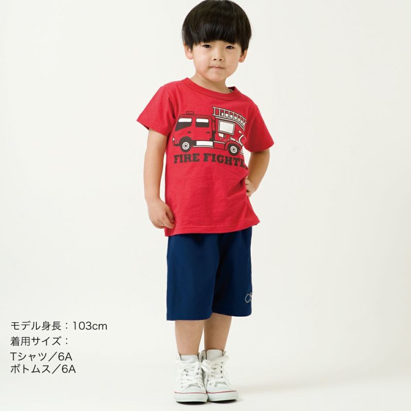半袖Tシャツ「FIRE FIGHTERS2」（ファイヤーファイターズ２）子供サイズ着用画像・前