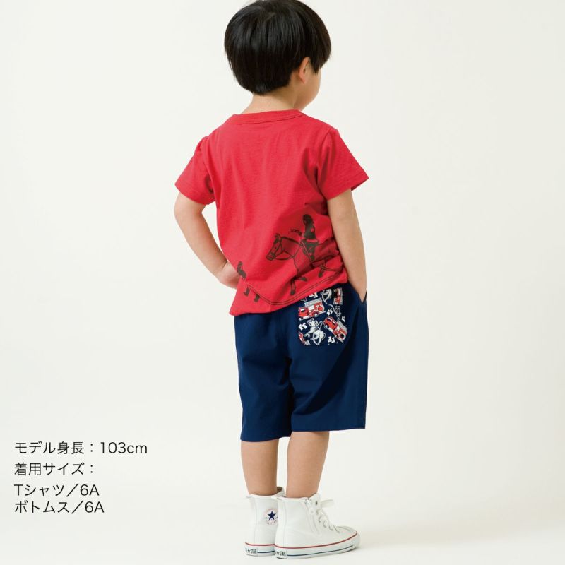 半袖Tシャツ「FIRE FIGHTERS2」（ファイヤーファイターズ２）子供サイズ着用画像・後ろ