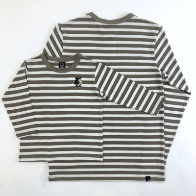 刺繍ボーダー長袖Tシャツ「PUG」（パグ）