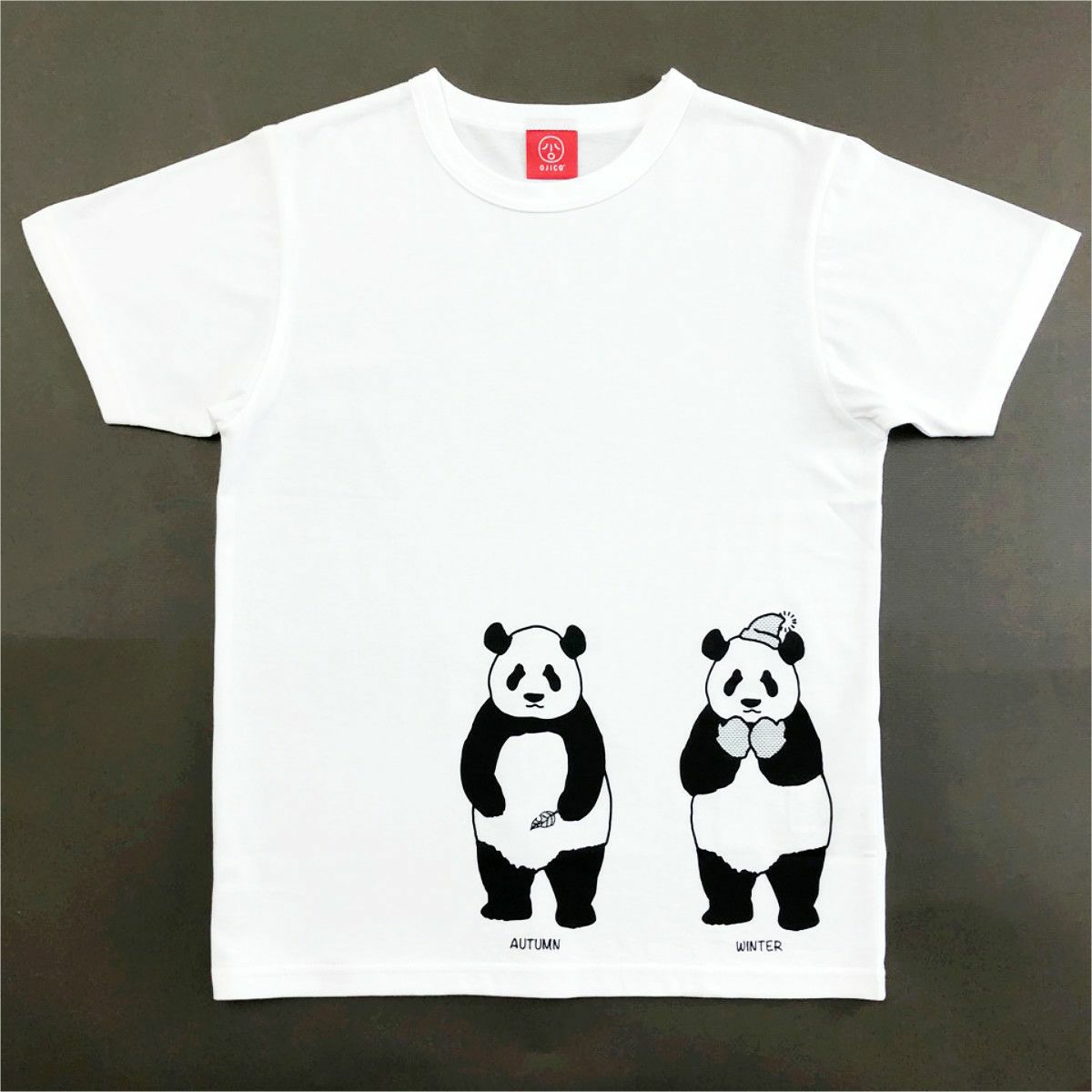 半袖Tシャツ「TANPANDA」（短パンだ）おとなサイズ正面アップ写真ホワイト