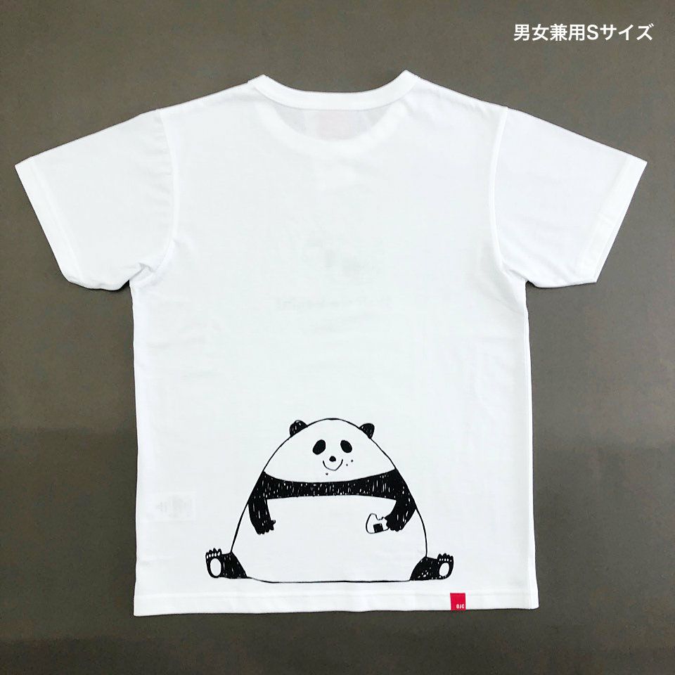 半袖Tシャツ「OMUSUBI PANDA」（おむすびパンダ）カラー白のおとなサイズ背面