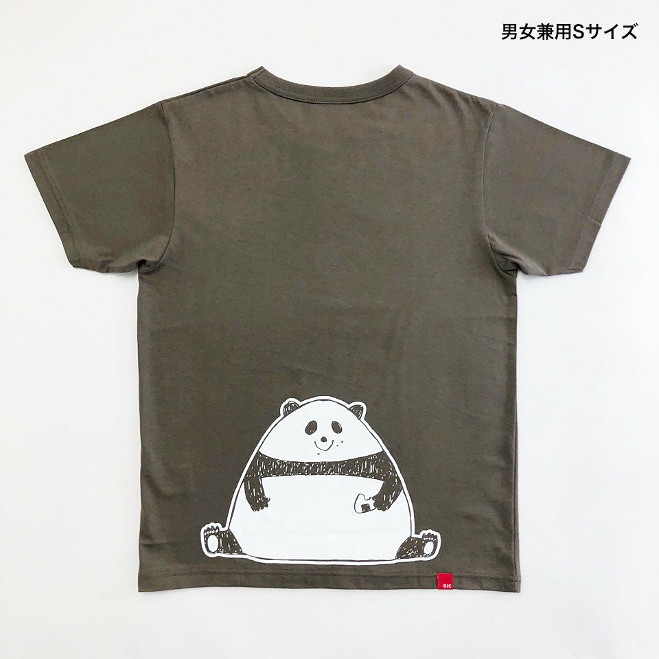 半袖Tシャツ「OMUSUBI PANDA」（おむすびパンダ）チャコールグレーの大人サイズ背面